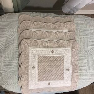 Aulitofale France White Quilted Cotton Scalloped Edge Pillow Shams - Set of 4